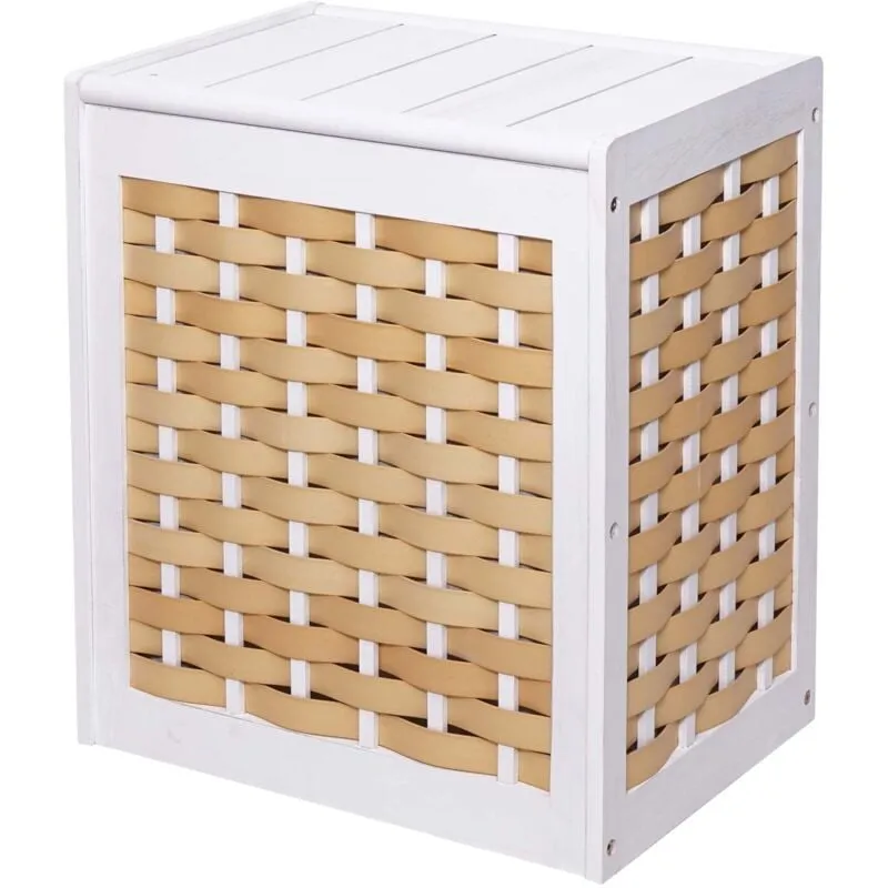 Cesta borsa portabiancheria  818 legno paulonia 85l bianco