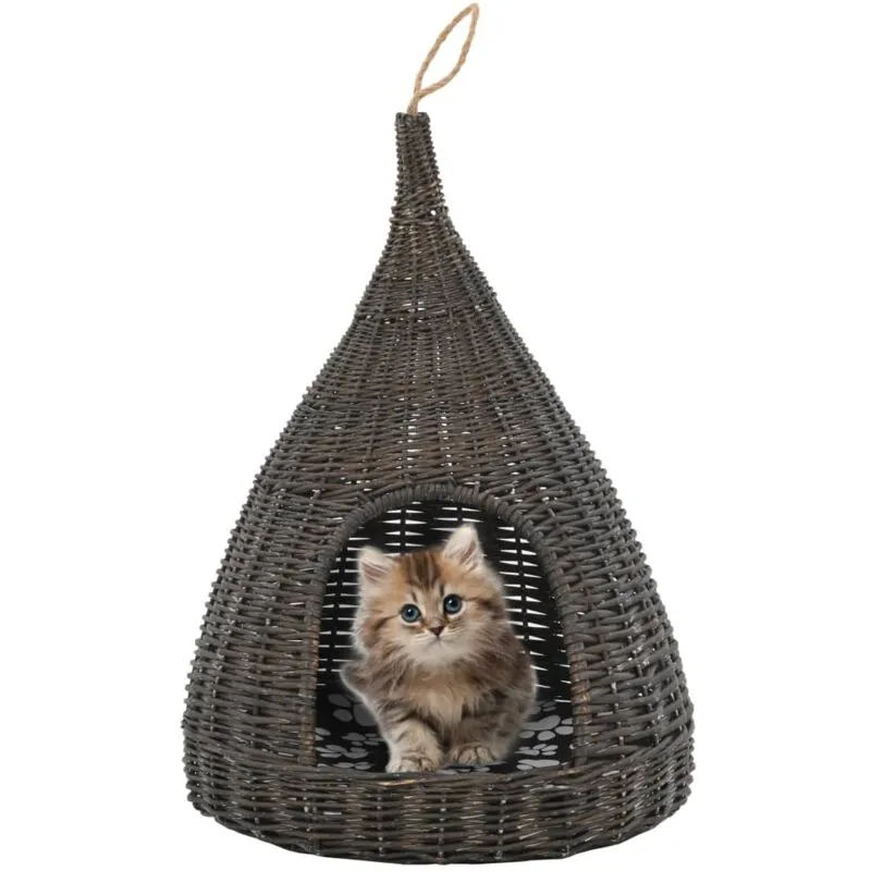 Cesta per Gatti Cuscino Grigio 40x60cm Teepee Salice Naturale