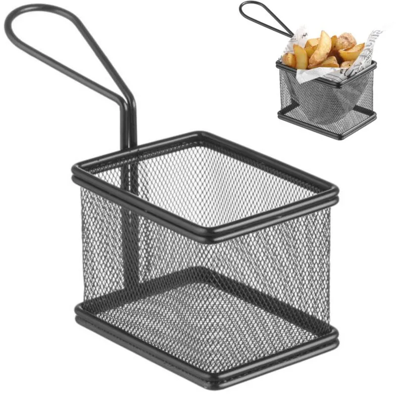 Mini cestino per servire snack fritti con manico 100x80x75 mm Hendi 425619