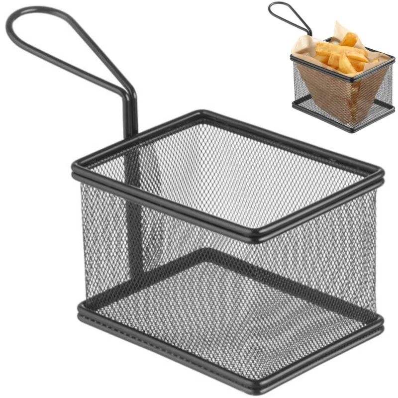 Cestino in miniatura per servire snack fritti con manico 125x100x85 mm Hendi 425626