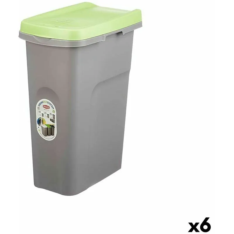  - Cestino Verde Grigio Plastica 25 l (6 Unità)