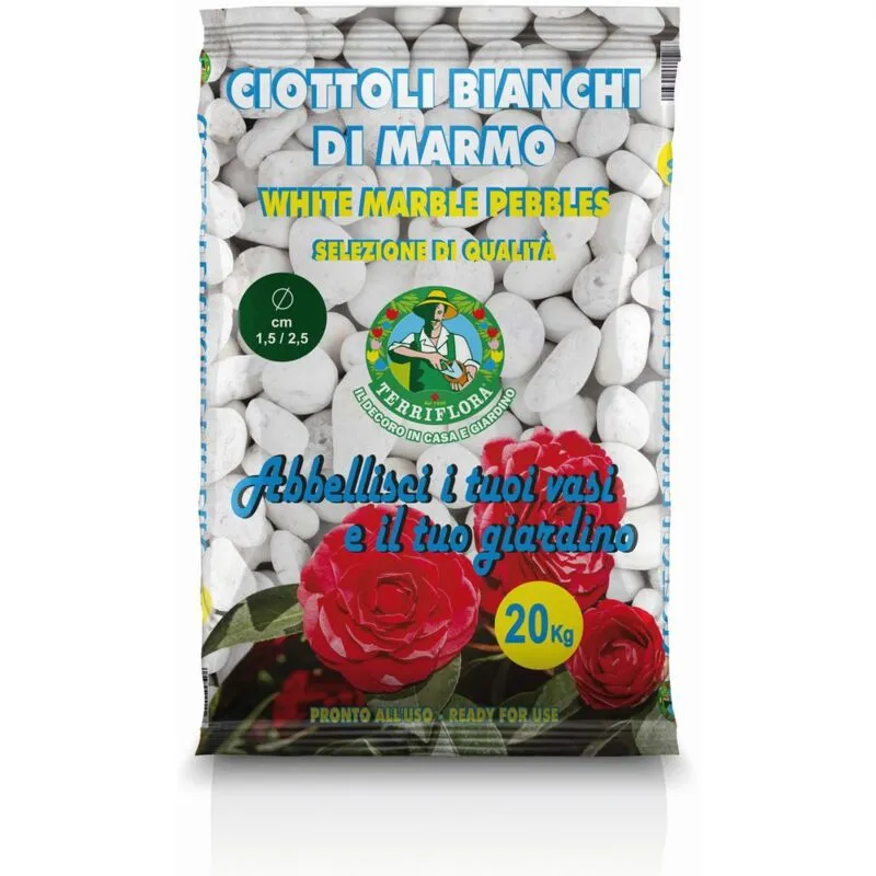 Cf ciottoli bianchi di marmo kg. 20 mm. 15-25