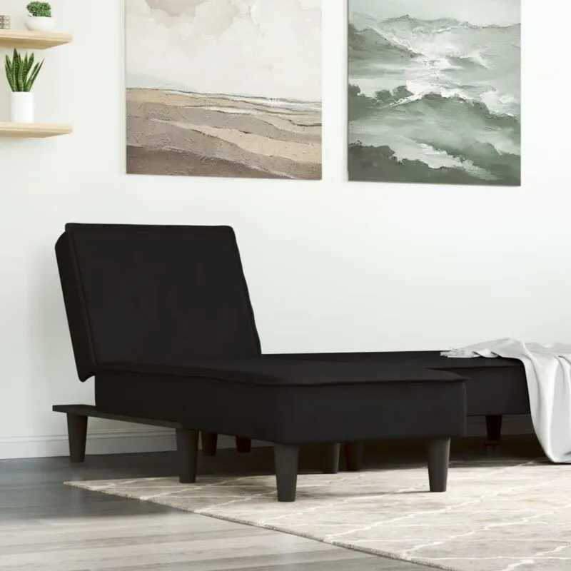 Maisonchic - Chaise Longue in Velluto Nero vidaXL 8336