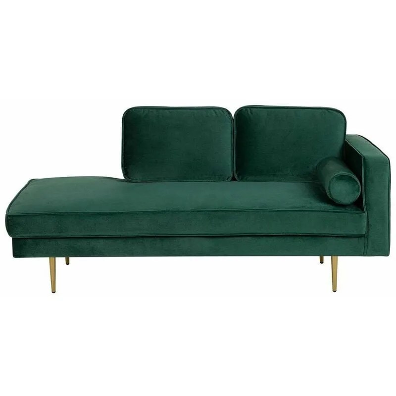 Chaise Longue Versione Destra Velluto Verde Smeraldo Piedi in Metallo Miramas