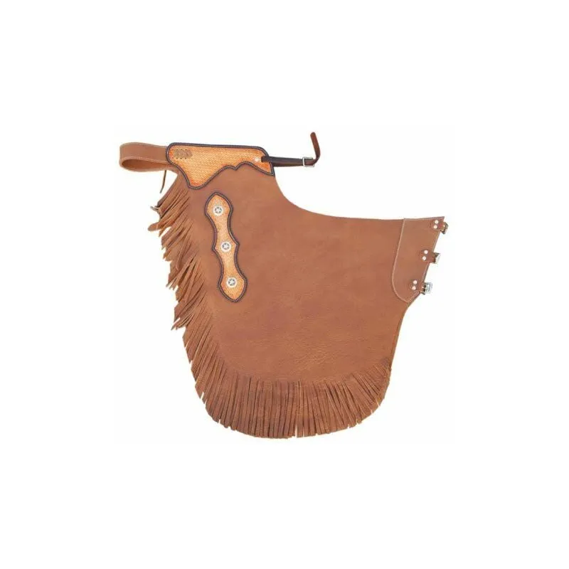 Lakota - Chaps western in pelle liscia con frange e applicazioni in cuoio: xxl, Marrone