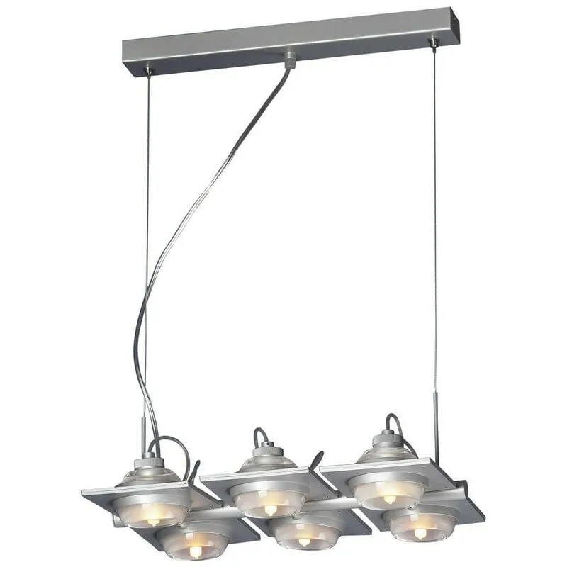 Diyas - Ciondolo Rettangolare 6 Luci G9 Grigio Argento