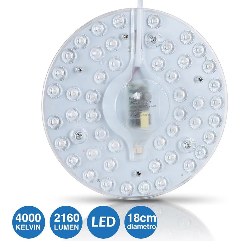 Bakaji - Circolina led Disco Calamita Sotituzione Neon Plafoniera Luce Bianca 24W 2160LM