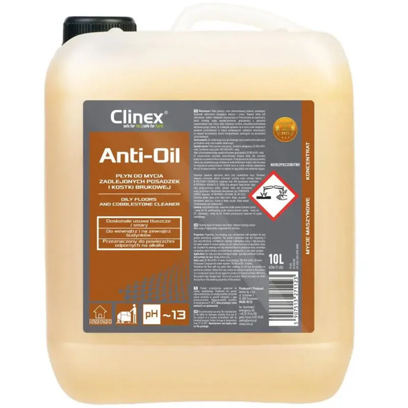 CLINEX Anti-Oil 10L liquido per rimuovere macchie d'olio dalle pavimentazioni in cemento