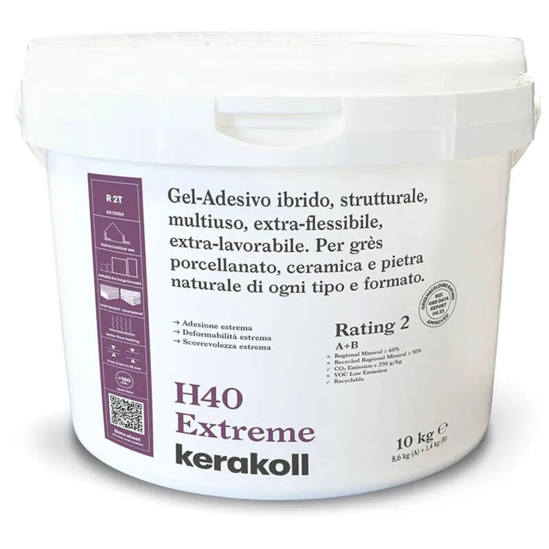 H40 extreme colla gel adesivo bianco saldatutto ultra deformabile da KG.10 bicomponente (a+b) Kerakoll