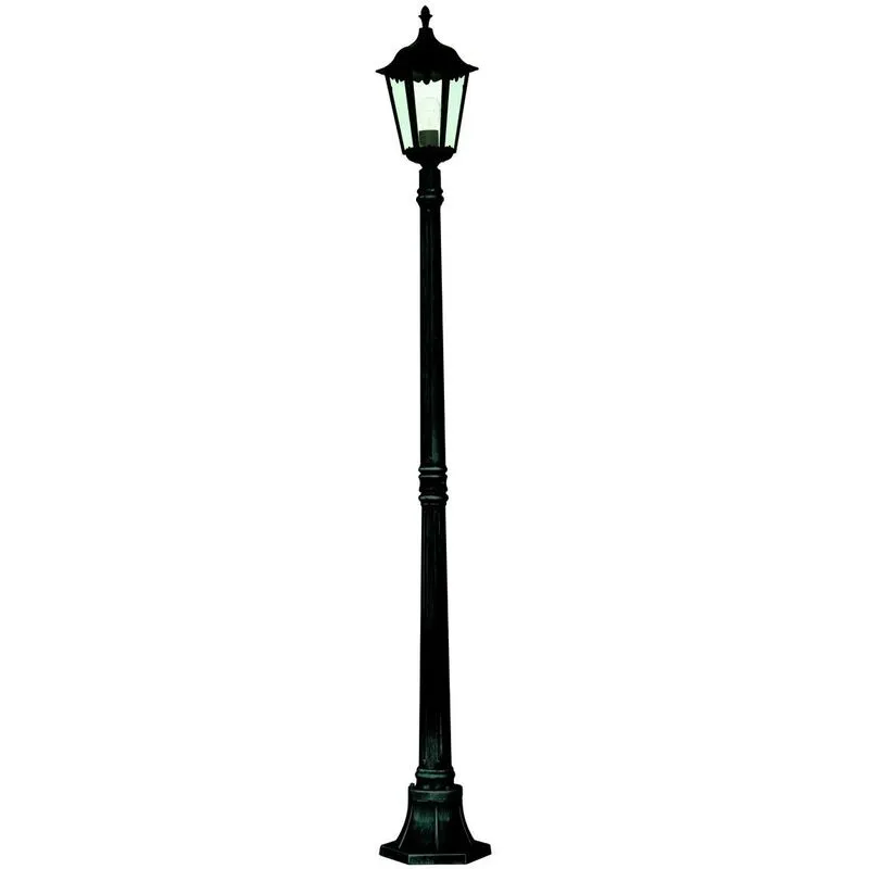 Alex - Lampione da esterno 1 luce Nero con diffusore in vetro trasparente IP44, E27 - Searchlight