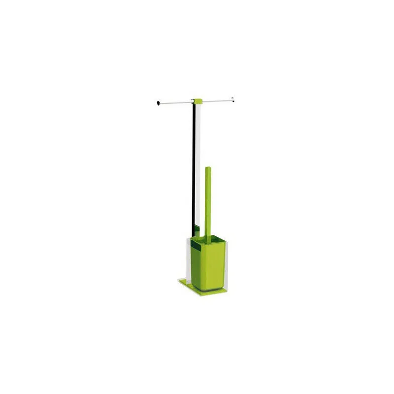 Colonnina portarotolo e scopino wc acciaio inox e resine termoplastiche serie Rainbow Gedy RA32 Verde Acido Trasparente