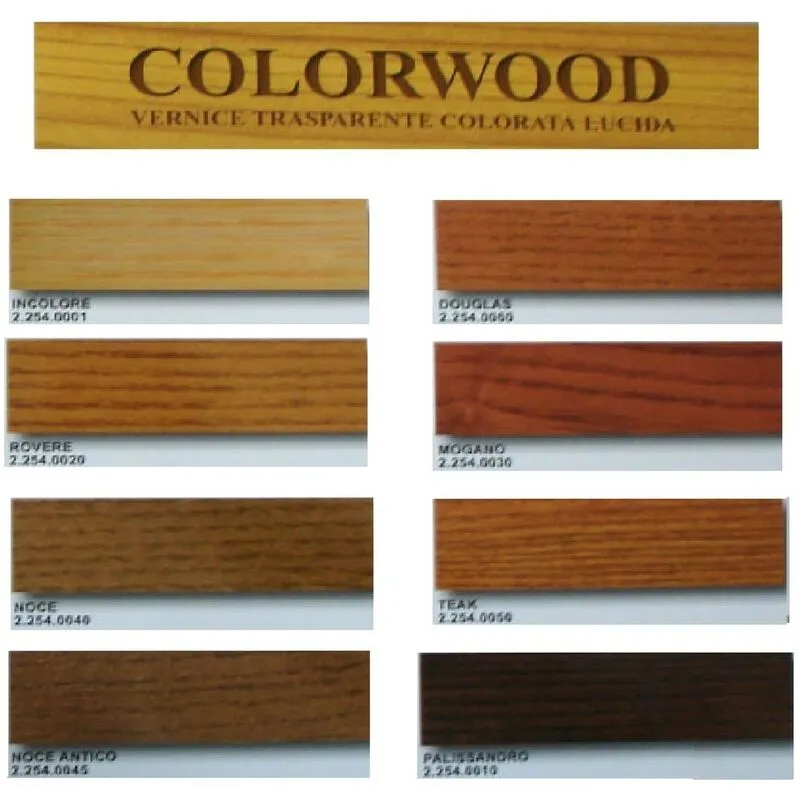 Solver - Colorwood Vernice per legno pronta 0,75 l trasparente colorato interno esterno colore mogano