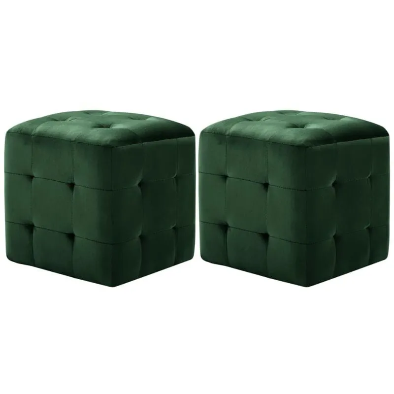 Pouf Set 2 pz Poggiapiedi Elegante in Velluto Design Moderno vari colori colore : verde