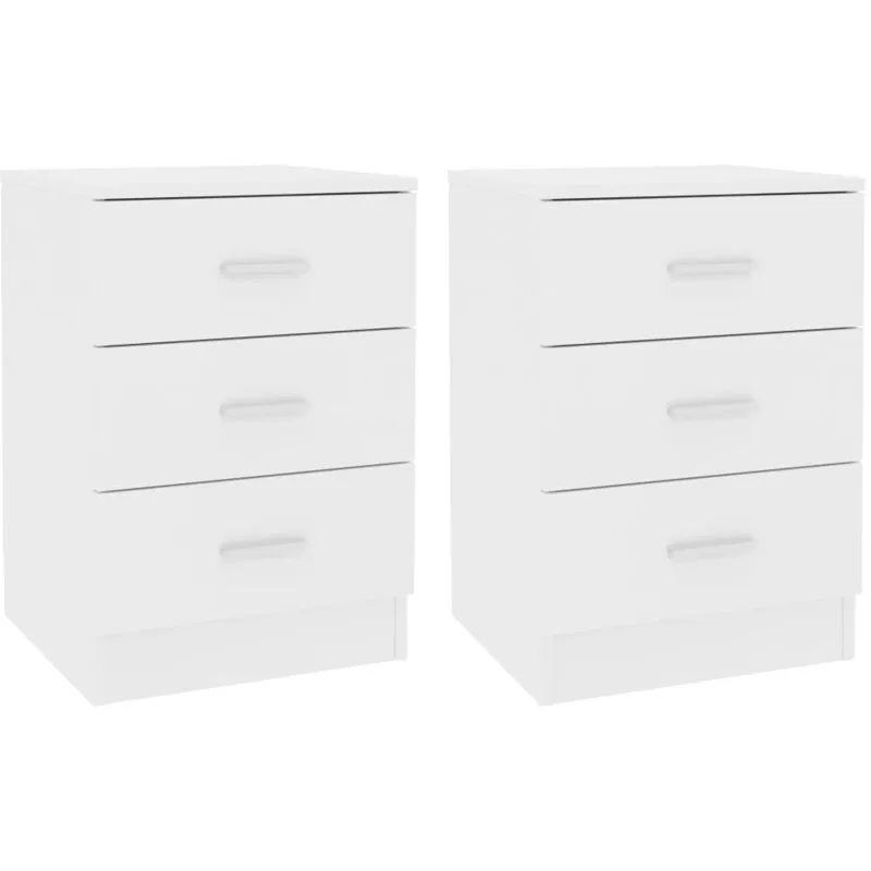 Vidaxl - 2 Contemporary bedside tables in wood with 3 drawers 38x35x56 cm various colors colore : bianco