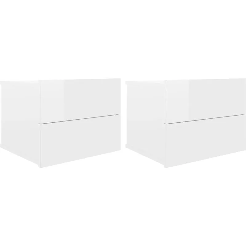 Comodini 2 pz Bianco Lucido 40x30x30 cm in Legno Multistrato Vidaxl