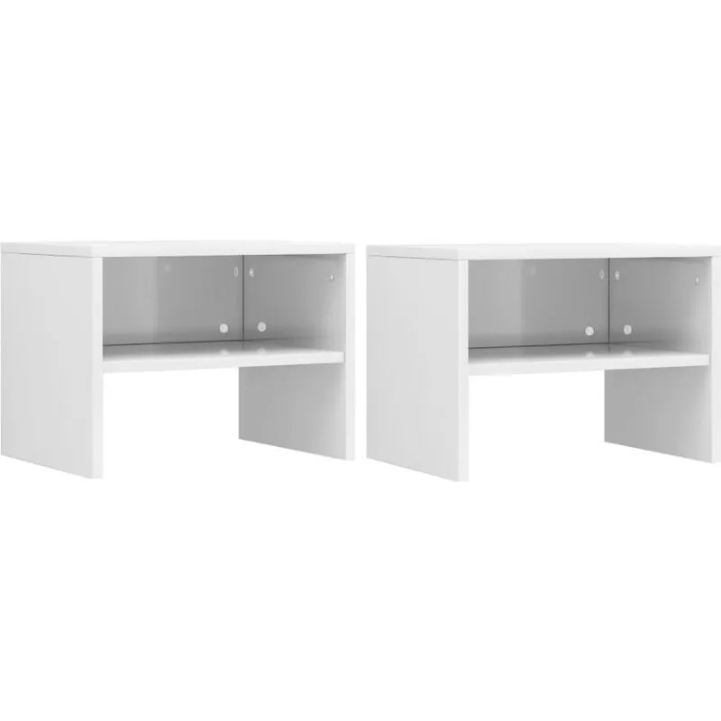 Nova - Set da 2 comodini con scomparto inferiore per camera o salotto vari colori colore : Bianco Lucido