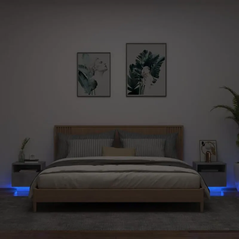 Vidaxl - Comodini con Luci led 2pz Grigio Cemento 40x39x37 cm