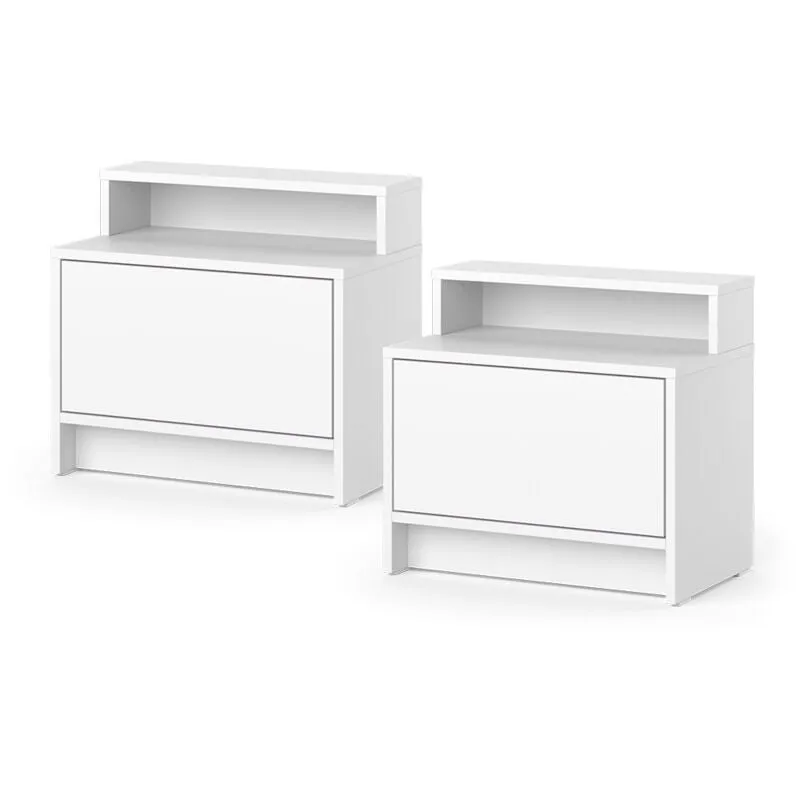  - Comodino Naara, Bianco, 50.2 x 46.4 cm Set di 2