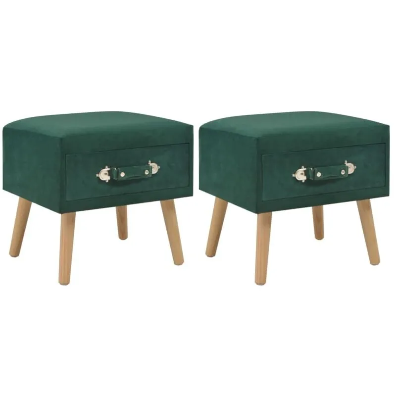 Comodino Letto in Velluto Set 2 pz Comodino con Cassetto vari colori colore : verde