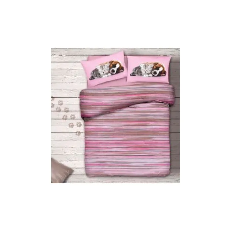 Tex Family - completo lenzuolo lenzuola cane e gatto rosa var.454 1 piazza e mezza