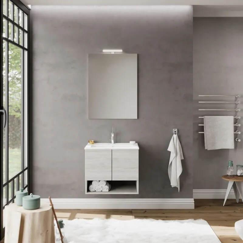 Savinidue - Composizione bagno modello l 60 x h 53 x p 47 cm Rovere grigio 60 cm