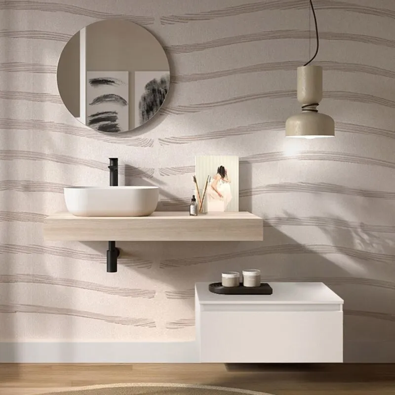 Inbagno - Composizione bagno sospesa 120 cm rovere bali e bianco opaco Sumo