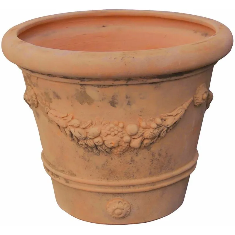 Conca festonata invecchiata, in terracotta toscana diam.100x80 cm