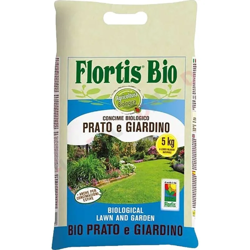 Concime Granulare prato e Giardino Flortis Bio naturale organico azotato da 5 kg