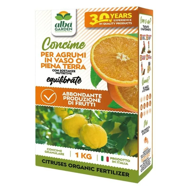 Concime per Agrumi Naturale Biologico, Fertilizzante Granulare Idrosolubile per Arancio Limone Mandarino x 1 kg