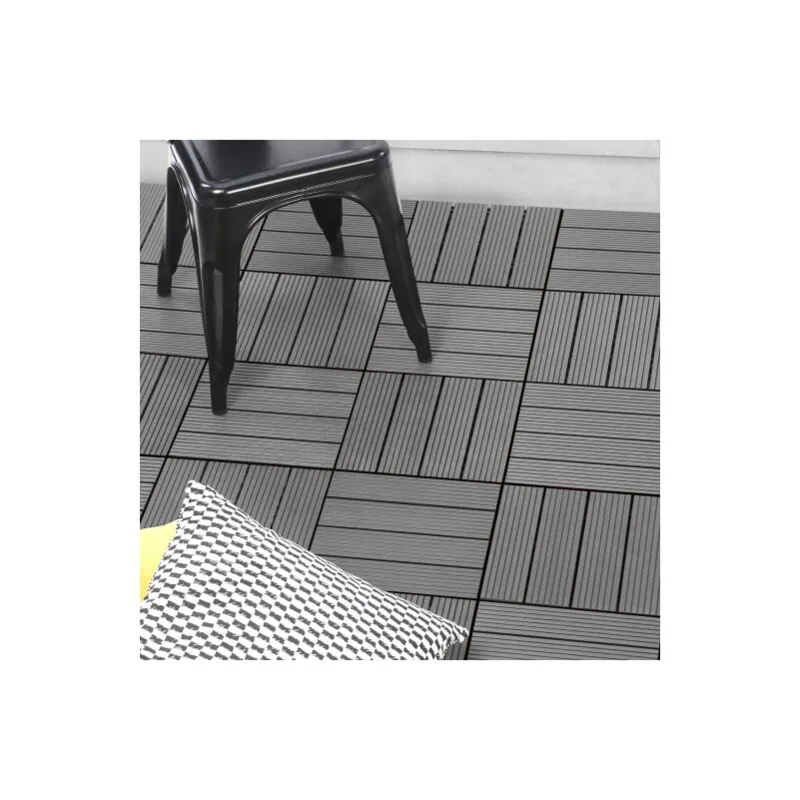 Confezione da 10 piastrelle per decking a clip wodhy, in legno composito, grigio