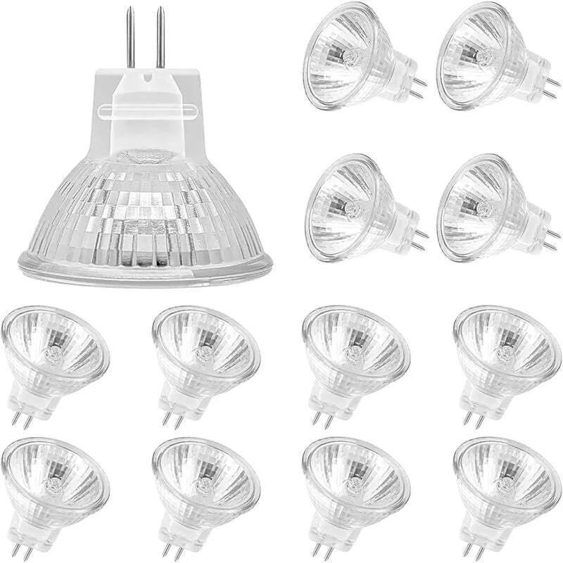 Ugreat - Confezione da 12 lampadine alogene MR11, lampada alogena GU4 12V 20W, lampadina dimmerabile Mr11 GU4 copertura in vetro per plafoniera,