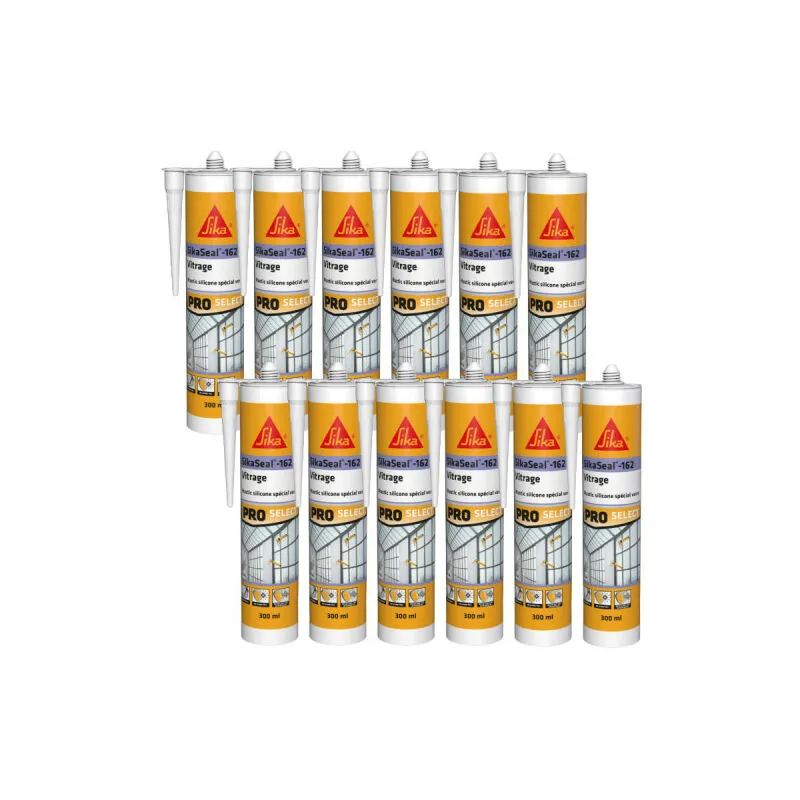 Sika - Confezione da 12 sigillanti siliconici elastici seal-162 Vitrage - Bianco - 300ml - Blanc