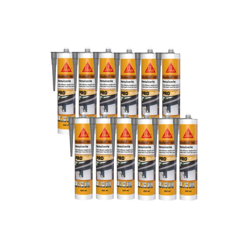 Sika - Confezione da 12 seal-185 Sigillanti siliconici per falegnameria - Grigio - 300ml - Gris