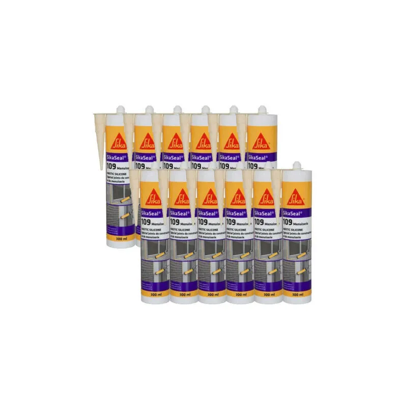 Set di 12 sigillanti siliconici per giunti di carpenteria Sika Sika Seal 109 Carpenteria - Beige- 300ml - Beige