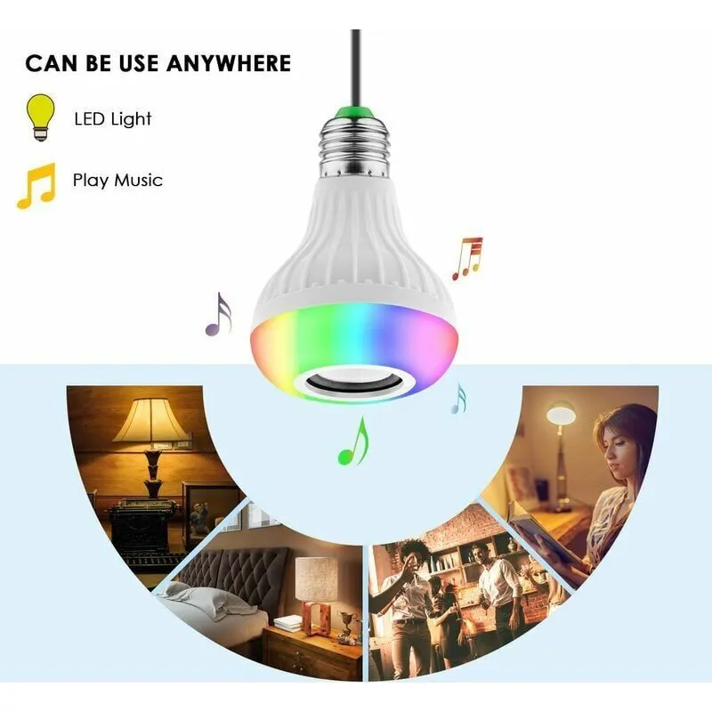 Confezione da 2 lampadine LED intelligenti E27 Bluetooth Smart Bulb BLEOSAN, lampadina connessa sincronizzata con il ritmo della musica