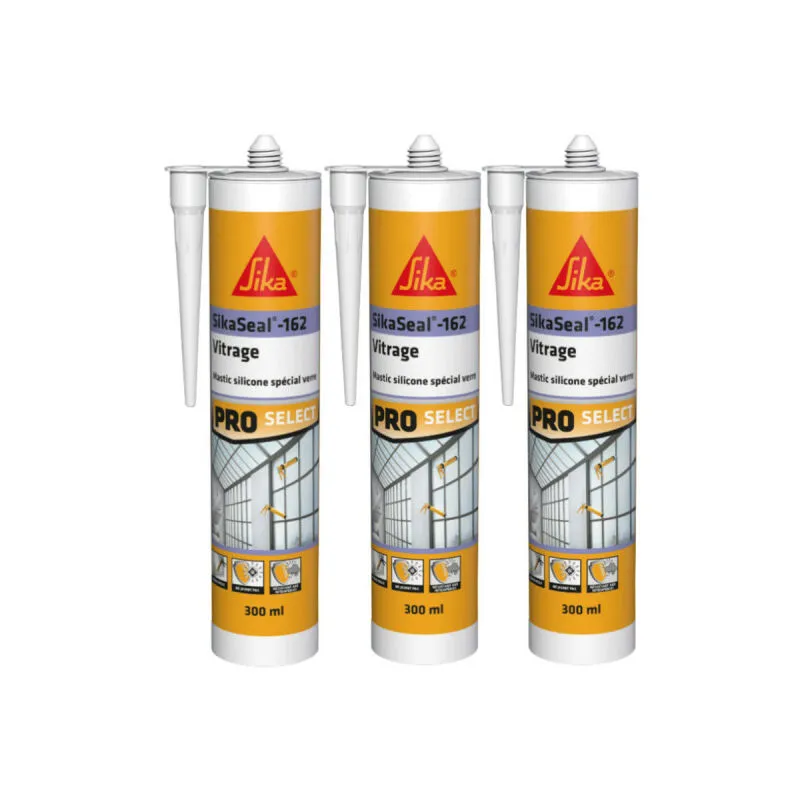 Sika - Confezione da 3 sigillanti siliconici elastici seal-162 Vitrage - Bianco - 300ml - Blanc