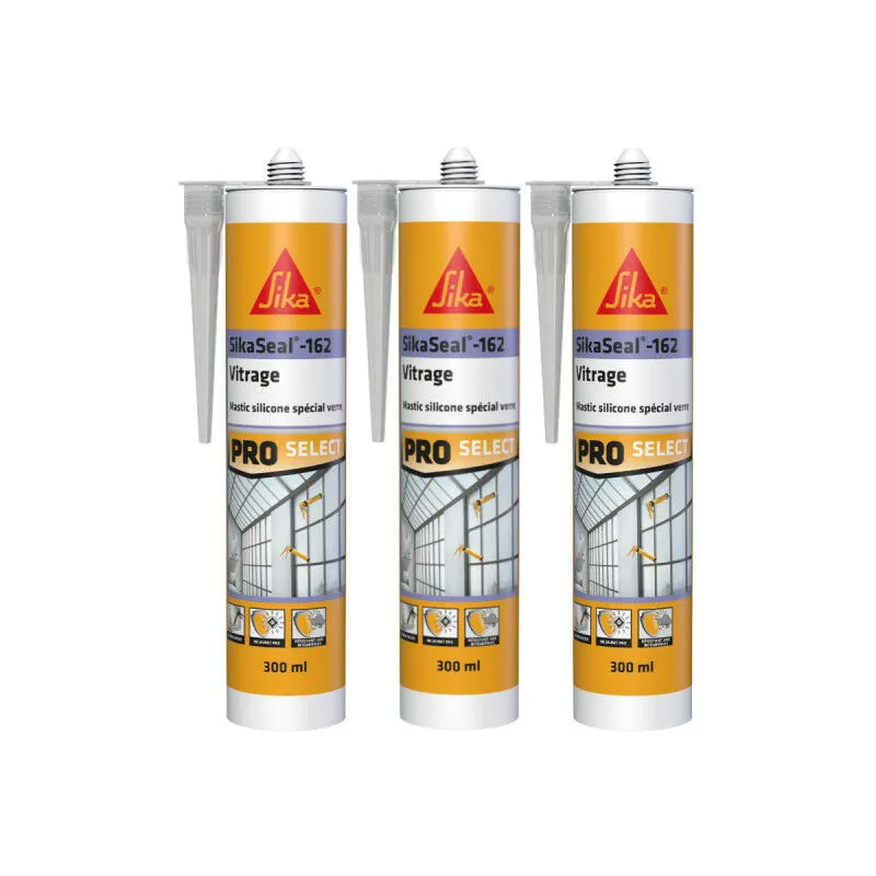 Sika - Confezione da 3 sigillanti siliconici elastici seal-162 Vitrage - Traslucido - 300ml - Translucide