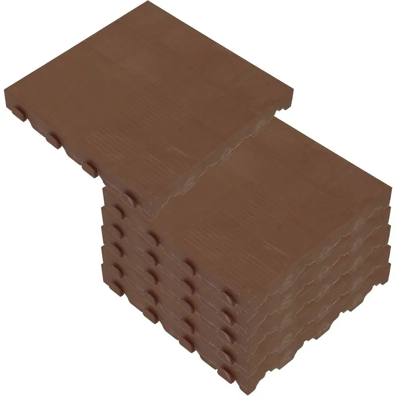 Confezione da 6 piastrelle di plastica per pavimento esterno di 39x39x4,8 cm. Area totale 0.9m² Combi - Collezione Brown