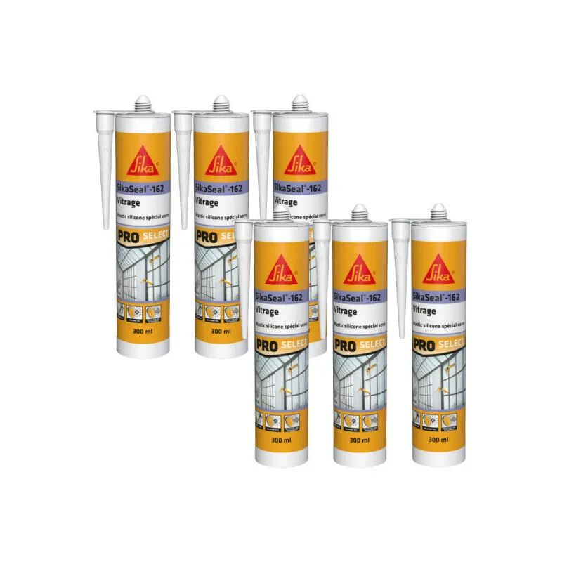 Sika - Confezione da 6 sigillanti siliconici elastici seal-162 Vitrage - Bianco - 300ml - Blanc