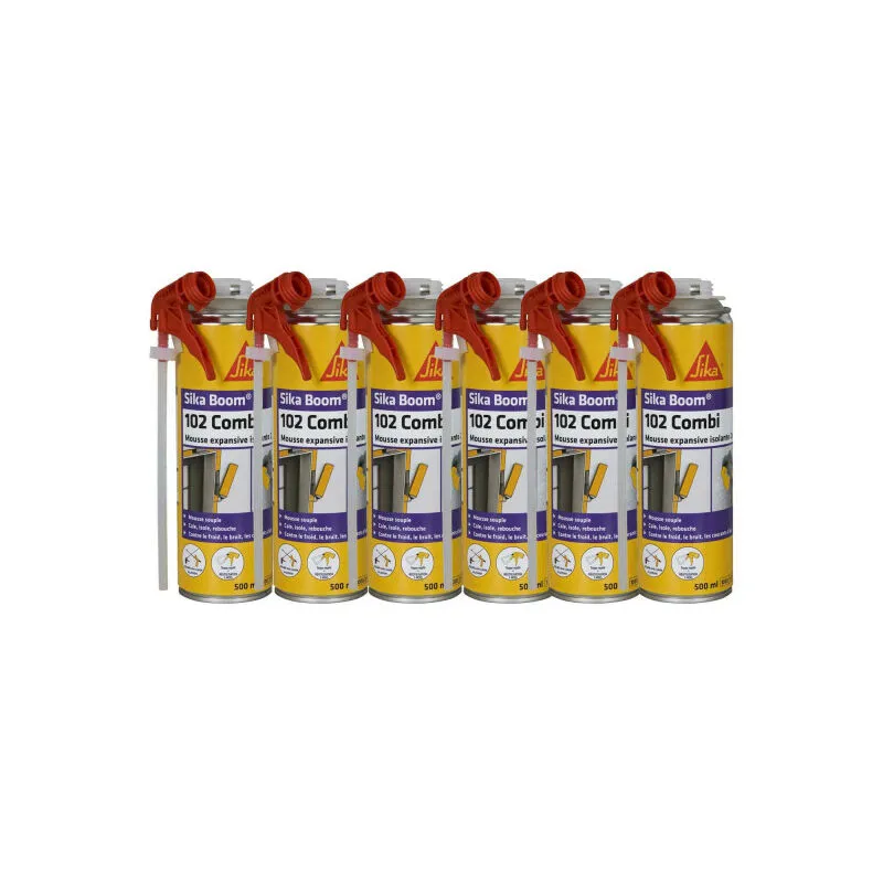 Confezione da 6 Sika Sika Boom 102 espansi in poliuretano espanso combi - 500ml - Blanc