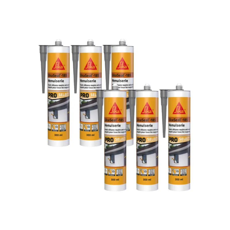 Sika - Confezione da 6 seal-185 Sigillanti siliconici per falegnameria - Grigio - 300ml - Gris