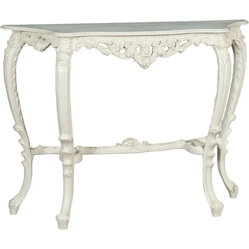 Biscottini - Consolle ingresso shabby 115x87x33 cm Made in Italy Tavolino ingresso stile barocco bianco