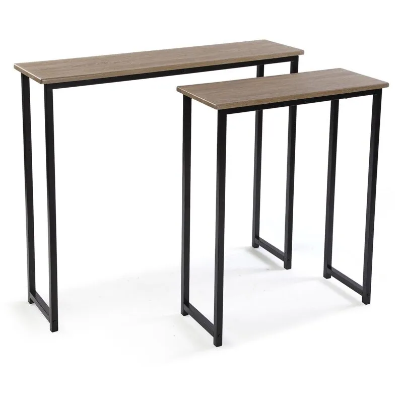 Versa - Console in stile industriale, misure (h x l x l) 80 x 25 x 95 cm, metallo nero