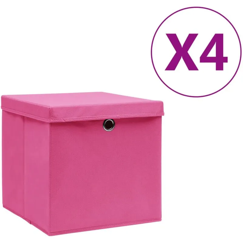 Vidaxl - Contenitori con Coperchi 4 pz 28x28x28 cm Rosa