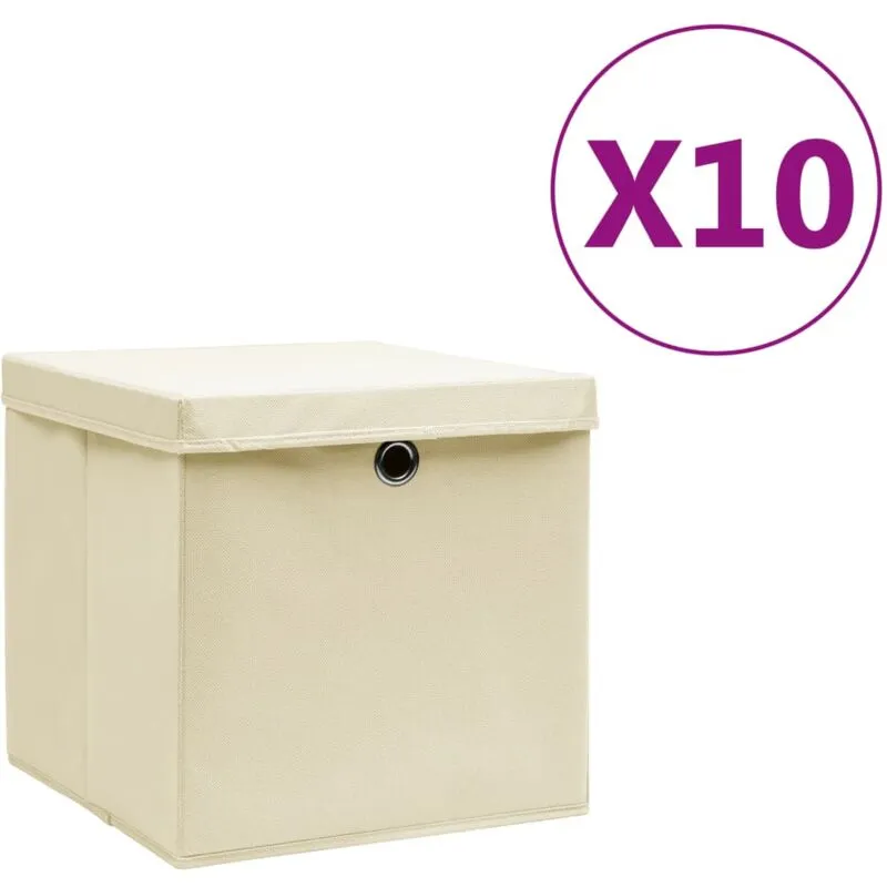 Contenitori con Coperchi 10 pz 28x28x28 cm Crema vidaXL 6098