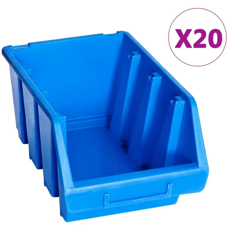 Contenitori Impilabili 20 pz Blu in Plastica vidaXL87285