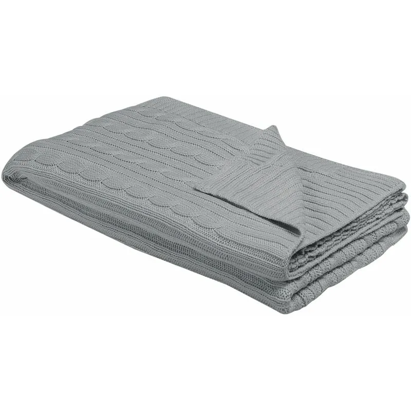 Coperta plaid in cotone grigio 110 x 180 cm Copriletto stile Boho Anamur