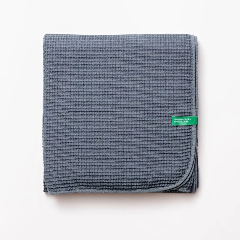 BENETTON Coperta 140x190 cm - 200GSM NEUTRO BE, 100% Cotone, Blu Scuro