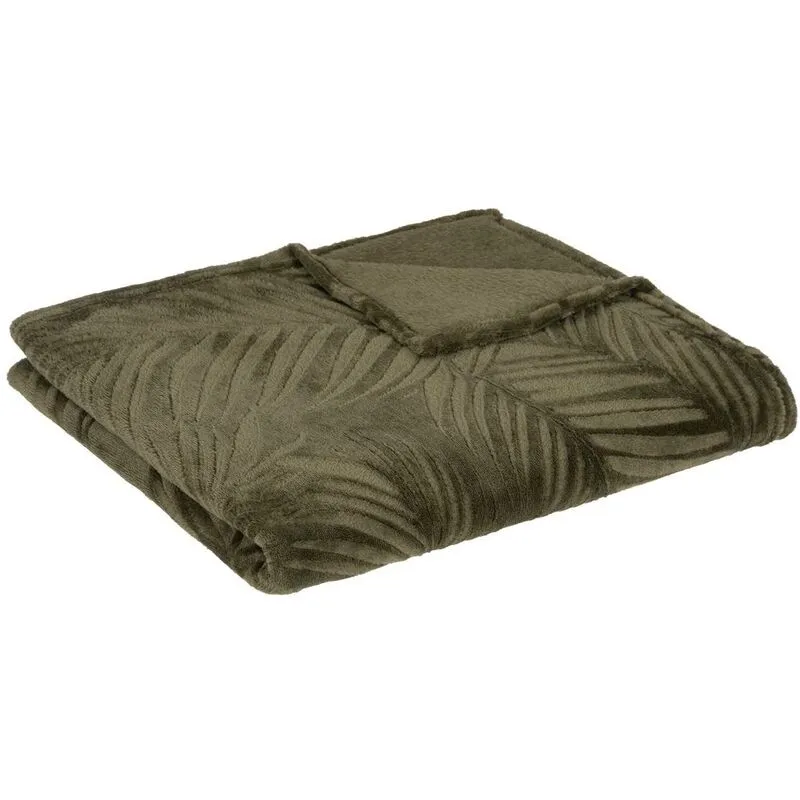 Atmosphera - Coperta di flanella zoa 150x125cm verde cachi créateur d'intérieur - Verde