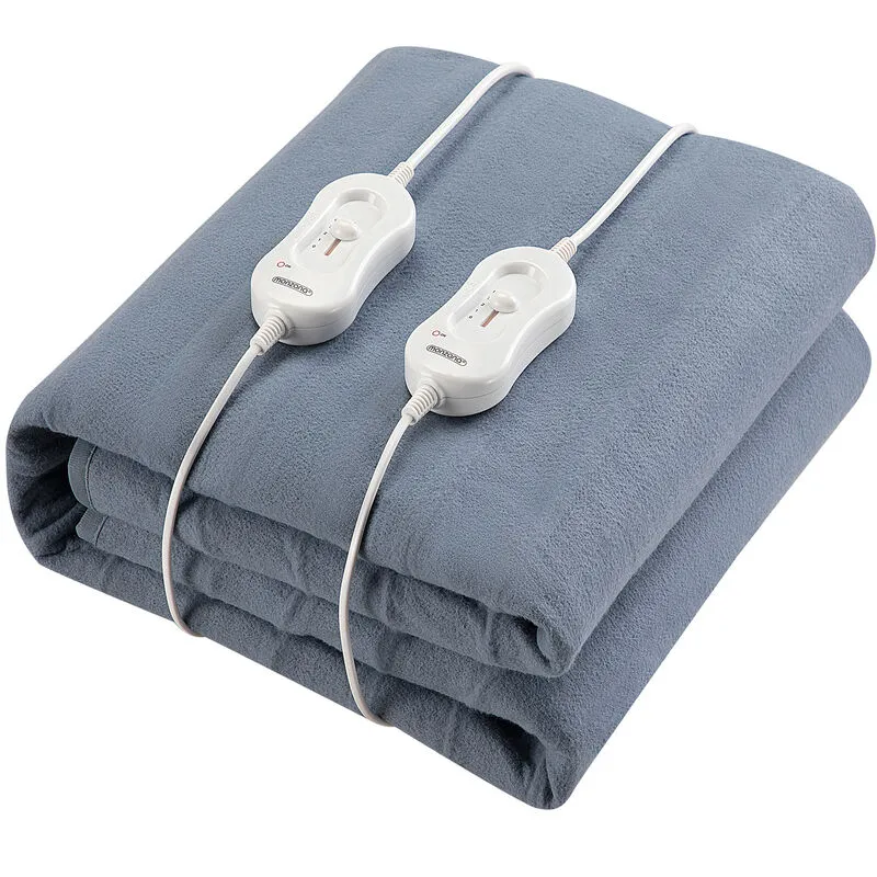 Coperta elettrica matrimoniale 3 livelli di temperatura lavabile fino a 30º scaldaletto con spegnimento automatico 2 piazze 120W 2 controller